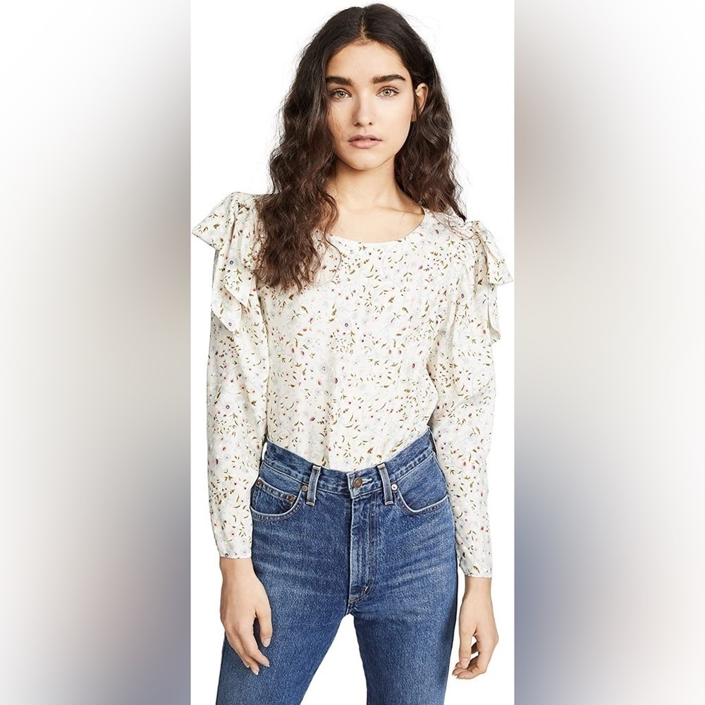 Rebecca Taylor 100% Silk Vivianna Vine Jacquard Tie Top SZ 6
